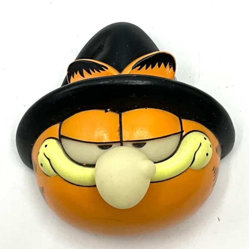 Vintage Garfield Halloween Witch Door Hanger Knob Cover Orange Black 1978
